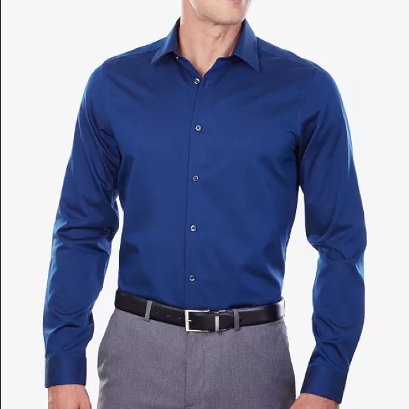 Calvin Klein Slim Dress Shirt in Navy - Picture 1 of 6